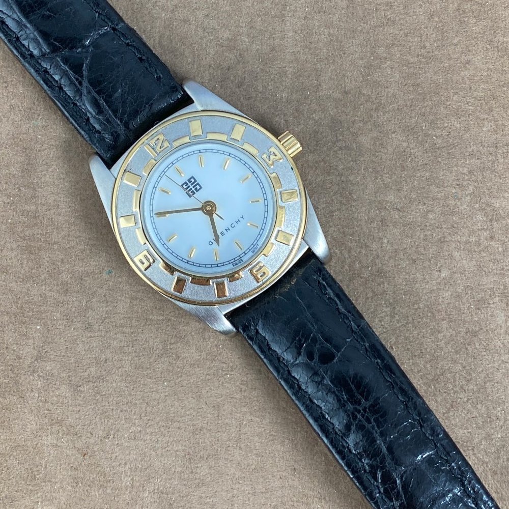 Vintage Givenchy Paris Watch 18K 10 Micron Gold Plated Arabic Numerals 8 inch St